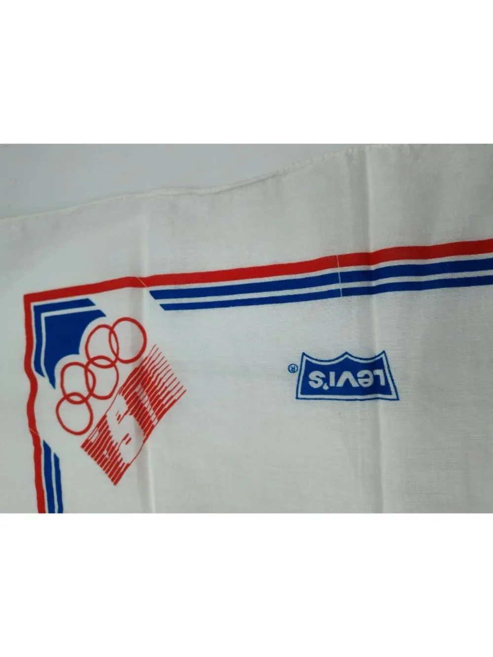 Vintage Levi's 1984 Olympics Bandana Handkerchief, White, 100% Cotton, USA Made